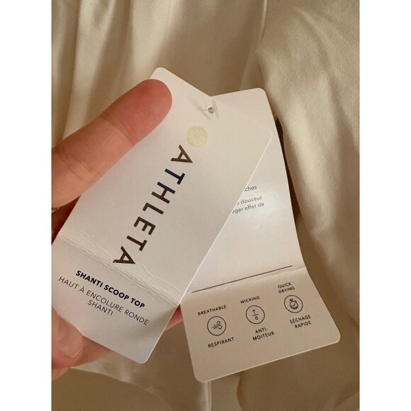 Athleta NWT Shanti Scoop 3/4 Sleeve Top Magnolia White Size Small - Picture 6 of 13